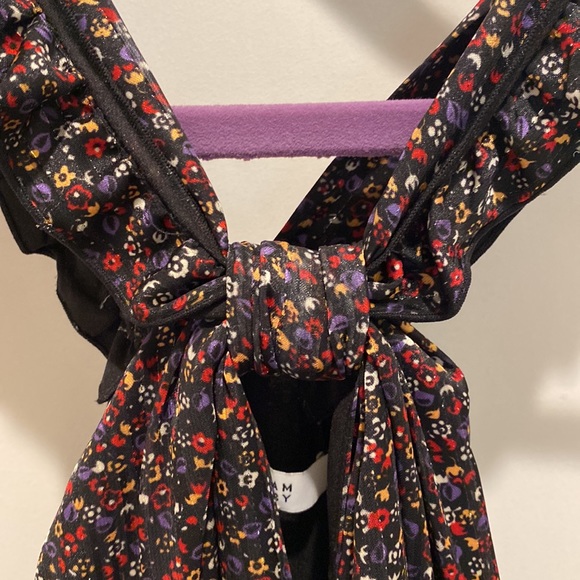 Maxi Dress by Derek Lam Asymmetrical Floral Ruffle Halter, Flowy Size 4 Black - Picture 12 of 12